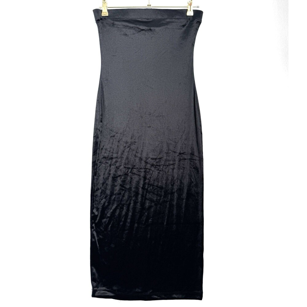 TCEC Couture Black Velour Strapless Maxi Dress Women L Bodycon Formal Evening
